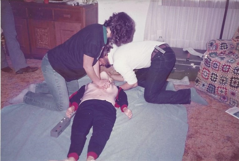 CPR Training in a volunteers basement while the station was being built