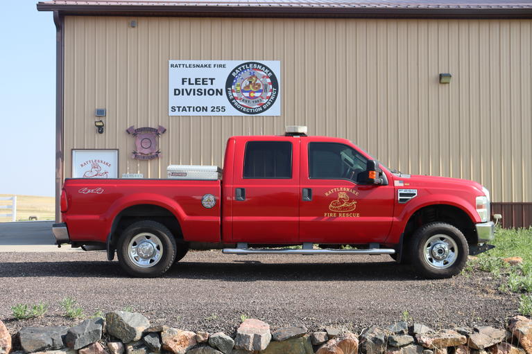 Support truck parked next to the Fleet Services building